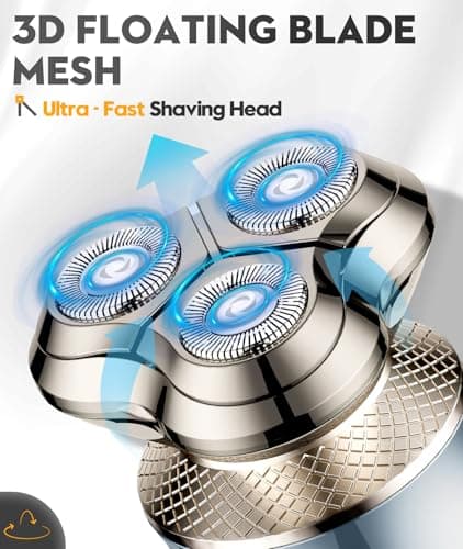 Irosiy Electric Razor for Men, 3D Floating Blade Shaver with 9000 RPM High Speed, IPX7 Waterproof, 60-Day Battery Life, Compact Portable Wet/Dry Electric Shaver - Thumbnail 4
