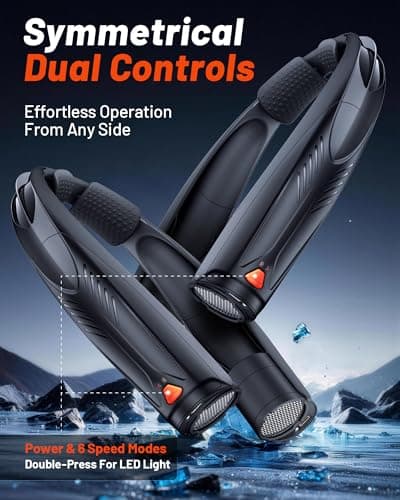 Funaudio Portable Neck Fan, 6000mAh Rechargeable Personal Fan with 6 Speeds, Up to 20 Hours Runtime, 360° Cooling Wearable Fan with LED Light, Hands-Free Fan for Travel Camping Outdoor - Thumbnail 6