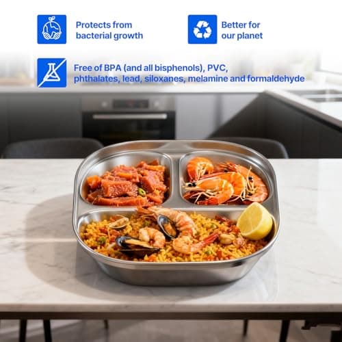 3 Pack Snack Containers,Lunch Box Containers,Food Grade Metal Base with a BPA Free Leakproof & Airtight Silicone Lid,Reusable Airtight Bento lunch Boxes, Kitchen Storage, Freezer (3 color) (Red) - Thumbnail 6