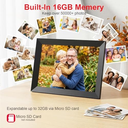 Digital Picture Frame, Frameo 10.1 Inch WiFi Electronic Photo Frame, 1280x800 HD IPS Touch Screen, Auto-Rotate, Wall Mountable, Easy Setup to Share Moments Instantly via Frameo App, Gifts for Mom - Thumbnail 5