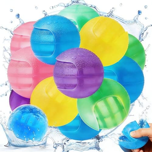 12Pcs Reusable Water Balloons, Self Sealing Quick Fill Silicone Water Toys for Kids 3-12, Summer Outdoor Water Games for Pool Beach Backyard, BPA-Free Water Splash Balls for Boys Girls Adults Family - Thumbnail 5