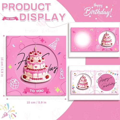 Targonixus Happy Birthday Cards for Women Girls Funny Birthday Cards Rotating Cake Card with Envelope and Sealing Sticker, Birthday Gift for Her - Thumbnail 5
