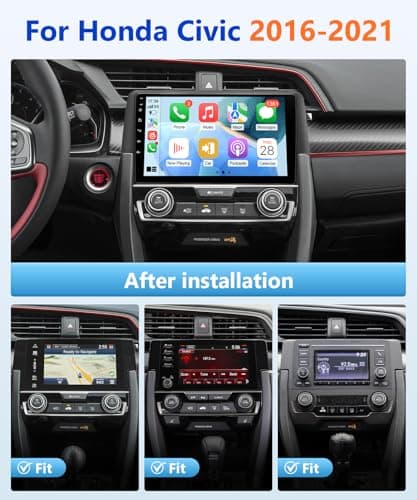 Wadpon 8Core Radio for Honda Civic 2016-2021 Touch Screen for Civic Stereo Apple CarPlay Android Auto, FM WiFi HiFi GPS Bluetooth 5.1 RDS DSP Voice Control SWC Camera,9IN,4G+64G,No Digital Amplifier - Thumbnail 2