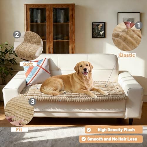 Gdmhy Couch Cover for Dogs Washable,Non-Slip Fuzzy Durable Couch Covers for 3 Cushion Sofa Pet Friendly Sofa Cover,Dogs Furniture Soft Slipcovers Protector Couches Mat - Thumbnail 3