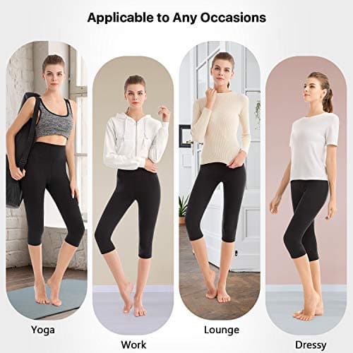 SINOPHANT High Waisted Leggings for Women - Full Length Capri Buttery Soft Yoga Pants for Workout Athletic(Capri Burgundy,S-M) - Thumbnail 5