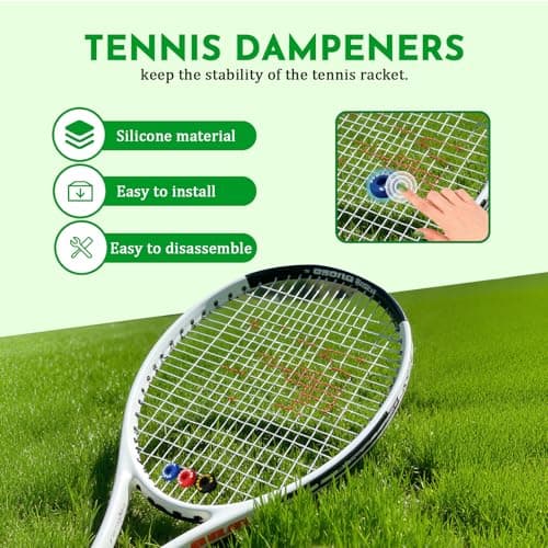 PHX Grove 6-Pack Tire-Shaped Tennis Racket Dampeners - Durable Rubber Shock Absorbers for Racquet Strings, Easy Install, Reduce Vibration, String Noise and Arm Strain, Ideal for Tennis Players - Thumbnail 3