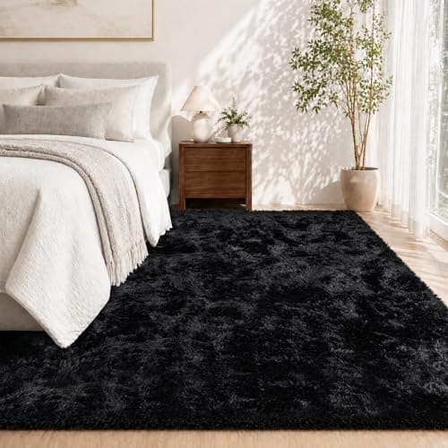 Tosuoka 5x7 Area Rugs for Living Room Bedroom, Ultra Soft Fluffy Rug Shag Thick Black Rug, Non-Slip Non-Shedding High Pile Plush Fuzzy Rugs Carpet for Nursery Kids Room Dorm - Thumbnail 2