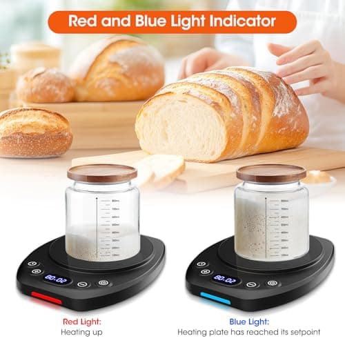 MQFORU Upgrade Sourdough Starter Warmer Mat, Precise 1°F Thermostat Control (70-120°F), Smart Memory Leavening Pad for Kitchen Sourdough and Bagels, 0-24H Timer with US Plug, °C/°F Display - Thumbnail 6