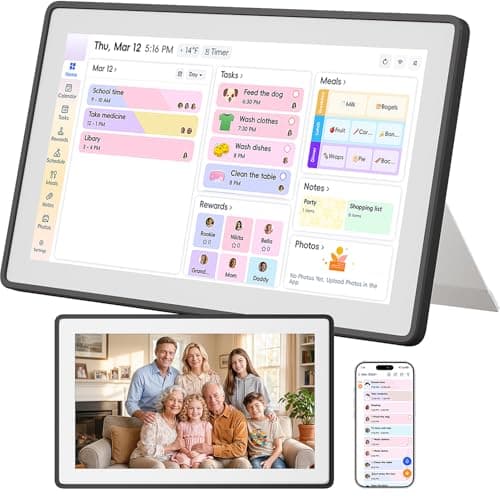 OWNCOZY 15.6 Inch Wall Planner Digital Calendar & Chore Chart, Smart Touchscreen Interactive Family Schedule Display with Electronic Photo Album, Wall-Mounted Smart Home Organizer for Daily Tasks, Appointments & Photo Slideshow, Black