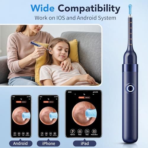 Ear Wax Removal, Ear Cleaner with Camera 1296P HD,Visual Ear Cleaner with 6 LED Lights and Flexible Tip,FSA HSA Eligible Items,Safe Ear Wax Removal Kit with Camera,Ear Cleaning Tool for Family Gifts - Thumbnail 4