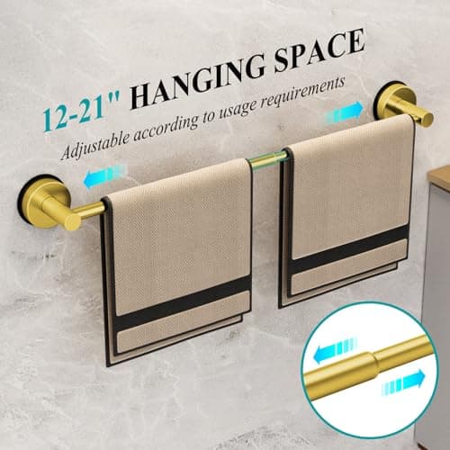 Towel Bar for Bathroom Wall,Adjustable 12~21 Inch Towel Racks for Bathroom Wall Mounted, Towel Holder for Glass Shower Door,Bathroom Accessories,Ap - Thumbnail 5