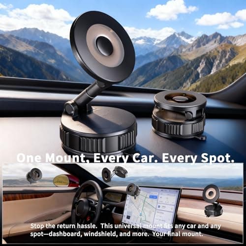 RayLink [Ultra Strong 120LB Vacuum Suction & 2800gf Magnet] Magnetic Phone Holder for You Car, 360° Adjustable for MagSafe Compatible Car Phone Mount for iPhone 17/16/15/14/13/12 Pro Max Plus - Thumbnail 5