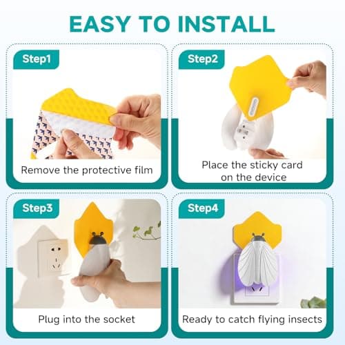2 Pack Fly Traps & 10 Glue Cards, Fruit Fly Traps for Indoors, Gnat Traps for House Indoor, Flying Insect Trap Catcher for Mosquitoes and Moths, Plug-in Indoor Bug Zapper - Thumbnail 2