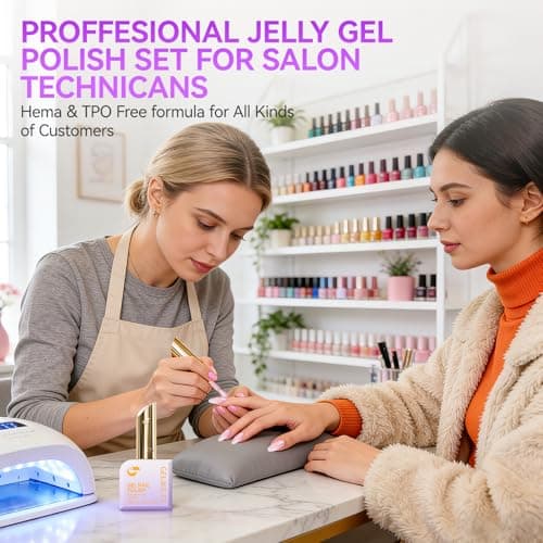 gelike ec Professional Jelly Gel Polish: 12 Nail Colors Set for Salon Technicians with 16ml Big Bottle & Color chart - HEMA & TPO Free Safe Formula Easy to use On Natural or Acrylic Nails - Thumbnail 2