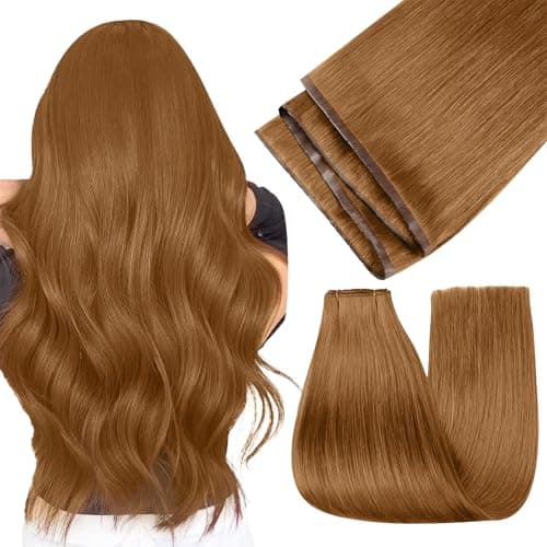 Easyouth 20 Inch 100g Butterfly Weft Human Hair Extensions Copper, Seamless Butterfly Weft Hair Extensions Copper, for Salon, for Photoshoots, Genius Weft Extensions Remy Human Hair