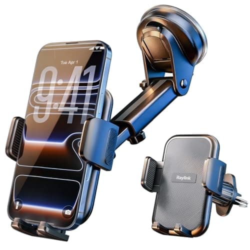 [2026 True Military-Grade] Car Phone Holder RayLink[Upgraded Strongest Suction & Clip] Cell Phone Mount for Dashboard Windshield Vent Wall,Truck Cradle Stand for iPhone 17 Pro Max 16 15 14 13 Android - Image 1
