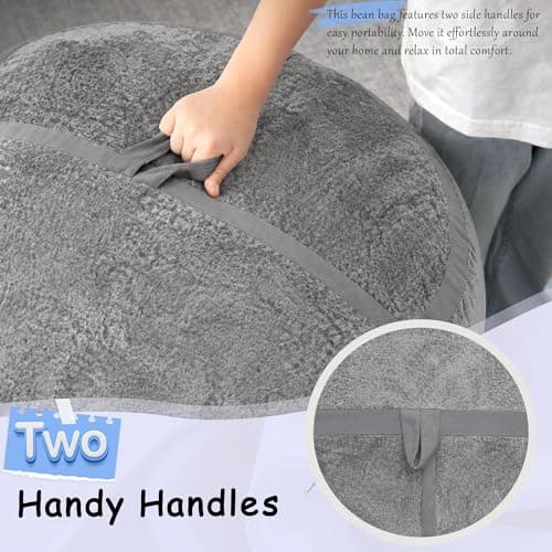 Homguava 6FT Bean Bag Chair Giant Bean Bag Chairs for Adults with Memory Foam Filled,Beanbag Chair with Soft Faux Fur Cover,Comfy Bean Bag Sofa Lounger for Living Room,Game Room,Bedroom - Thumbnail 6