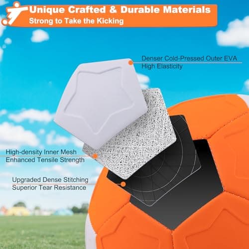 Outdoor Toys for Kids Size 4 Curve Soccer Ball for Ages 3-12, Soft Toddler Swerve Balls with Pump & Mesh Bag, Outside Indoor Sport Toy for Boy Girl Gift, Beginner Football for Yard Lawn Game Activity - Thumbnail 6