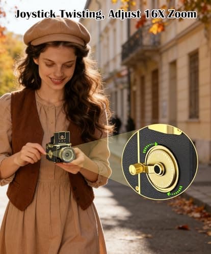 EJXHKNF 2.7K Digital Camera, Portable Vintage Digital Camera for Vlogging, Retro Cameras for Photography, Compact Point and Shoot Digital Camera for Teens, Kids & Beginners, Digital Video Camera Black - Thumbnail 4