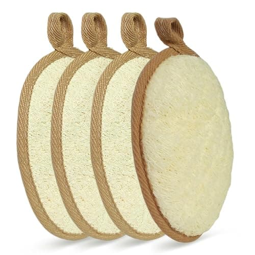 Natural Loofah Sponge - Exfoliating Body Scrub, Real Bath Scrubber with Loofah Fiber for Men and Women, Shower Luffa Pad (Brown-4 Pack) - Image 1