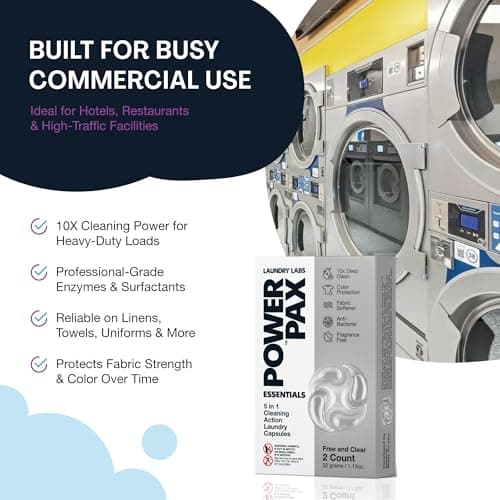 PowerPax 5-in-1 Commercial Laundry Detergent Capsules for Vending Machines, Free and Clear Unscented, 100 Count in 2 Packs – Stain Remover, Color Booster, Fabric Softener for Coin Vend Use - Thumbnail 3