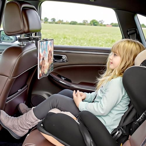 teefeet Car Headrest iPad Holder Aluminum Alloy Material Road Trip Essentials for Kids Car Backseat Tablet Mount Supports Height Adjustment up, Down, Left and Right - Thumbnail 4