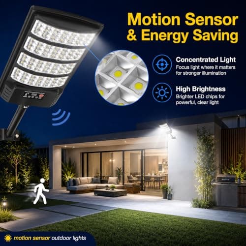 Vipzon Solar Lights Outdoor, 2 Pack Motion Sensor Outdoor Lights Waterproof, Solar Flood Lights Outdoor with Remote, Dusk to Dawn Solar Outdoor Lights for Yard Patio Garage Garden Security Lighting - Thumbnail 3