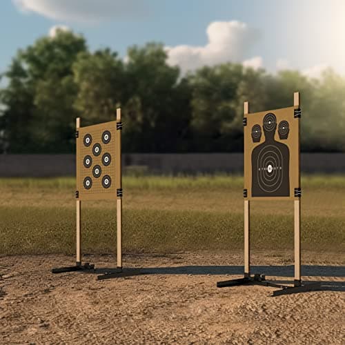 KNINE OUTDOORS Shooting Target Stand for Outdoors, Durable Paper Target Holder with Stable Adjustable Base for Paper Shooting Targets Cardboard Silhouette, H Shape, USPSA/IPSC, IDPA Practice, 2 Pack - Thumbnail 2