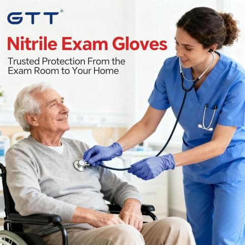 GTT Nitrile Exam Gloves, 6 Mil, 100 Count, Powder-Free, Disposable Gloves for Medical Care, First Aid, Cleaning, Food Prep, Tattoo, Cooking, Purple Small - Thumbnail 6