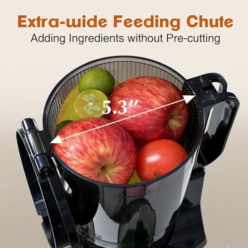 Fretta Cold Press Juicer Machines, Slow Masticating Juicer with 5.3'' Large Feed Chute for Whole Fruit and Vegetables, High Juice Yield, Easy to Clean Juice Extractor, Nut Milk Maker, BPA-Free,250W - Thumbnail 2