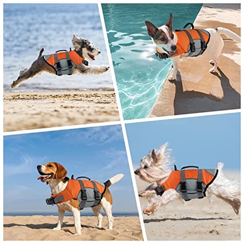 Mklhgty Dog Life Jacket - Reflective Adjustable Vest With Rescue Handle for Swimming and Boating - Ripstop Pet Safety Preserver for Small, Medium and Large Dogs - Thumbnail 5