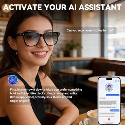2026 AI Smart Glasses with Bluetooth,Open-Ear Audio Bluetooth Glasses for Men,Real-Time Translation 130+ Languages,AI Meeting Assistant,Gesture Control,9H Battery,35g Lightweight,Daily&Business Use - Thumbnail 5