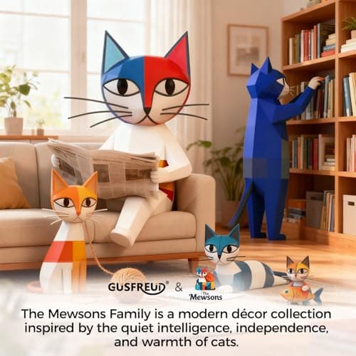 GUSFREUD Metal Cat Bookends Set of 2 – Decorative Cat Metal Book Ends for Shelves, The Mewsons Family Collection, Modern Cat Bookends for Living Room, Office & Bedroom - Thumbnail 6