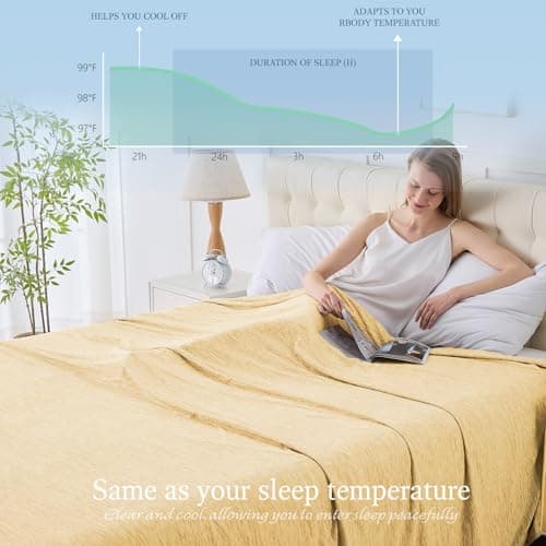 PENGZHU TECHNOLOGY Cooling Blanket Throw Size, 50"x70" Cooling Blankets for Hot Sleepers, Cold Blanket Thin Lightweight Breathable Soft for Couch Bed, Lightweight Blanket Keep Cool for Night Sweats - Thumbnail 3