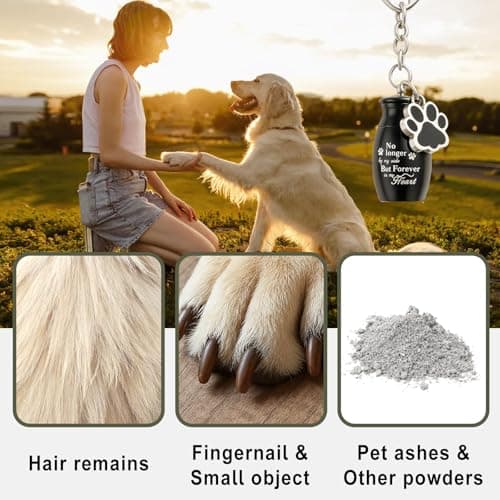 Eadabok Pet Memorial Frame with Collar Holder, Pet Picture Frame Memorial Gifts for Loss of Dogs, with 2 Pcs Dog Urns Keychain for Ashes - Thumbnail 4