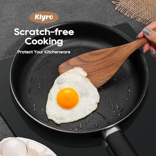 KLYRO 5 PCS Wooden Spatula Set, Natural Teak Wooden Spoons for Cooking, Nonstick Cookware Safe Kitchen Utensils Set, Durable & Elegant Cooking Utensils Gift Set - Thumbnail 4