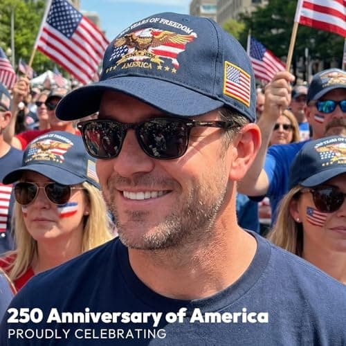 spxkd 250 Anniversary USA Hat, Patriotic America Merchandise Baseball Cap, Adjustable USA Hat with Embroidered Design for Men Women (1776-2026) Black Blue - Thumbnail 4