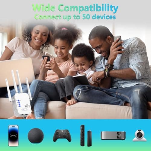 WiFi Extender, WiFi Extenders Signal Booster for Home Up to 8500 sq.ft and 45 Devices, WiFi Range Extender, Wireless Repeater, Long Range Amplifier with Ethernet Port, 1-Tap Setup, Alexa Compatible - Thumbnail 6