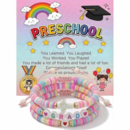 AYJDXXKJ Kindergarten Graduation Gifts Class of 2026, Preschool Graduation Bracelet for Girls, Graduation Gift for Daughter Granddaughter Niece with Gift Card & Present Box (PRESCHOOL) - Image 1