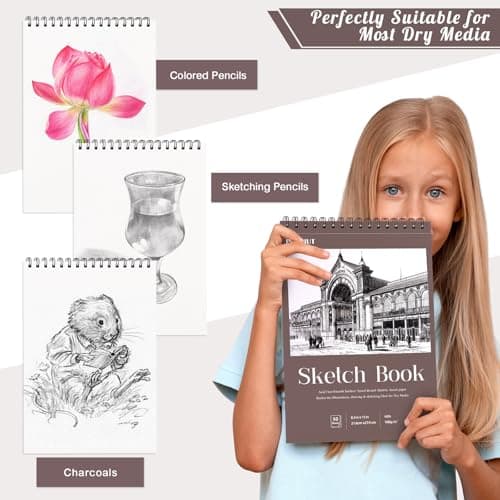 Sketch Book 8.5×11 inch, Spiral Bound Sketch Pad 50 Sheets (68lb/100gsm), Acid-Free Sketchbook for Drawing Painting Sketching, Art Paper Drawing Supplies for Teens Adults Artists Ideal Gifts - Thumbnail 6