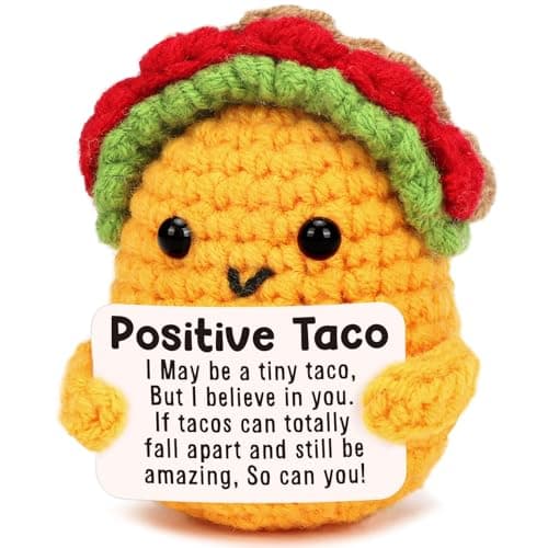 Mini Positive Taco Birthday Gifts for Men Women Teacher Appreciation Week Mothers Day Graduation Gifts for Adults Kids Mom Son Daughter Get Well Stress Relief Inspirational Support Taco Easter Basket - Image 1