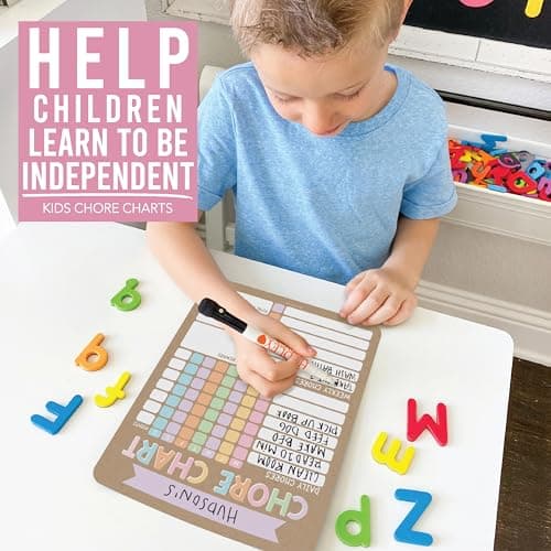 Hadley Designs Magnetic Chore Chart for Kids Multiple Kids – Dry Erase Chores Chart for Adults and Teens, Responsibility Task List for Family, Fridge Task Board Tracker at Home, Kraft Chore Board - Thumbnail 4