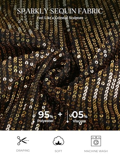 Sequin Tank Tops Crop Vest for Women Sparkly Glitter Sleeveless Cami Shimmer Club Party Top Shirts Black Gold Small - Thumbnail 6