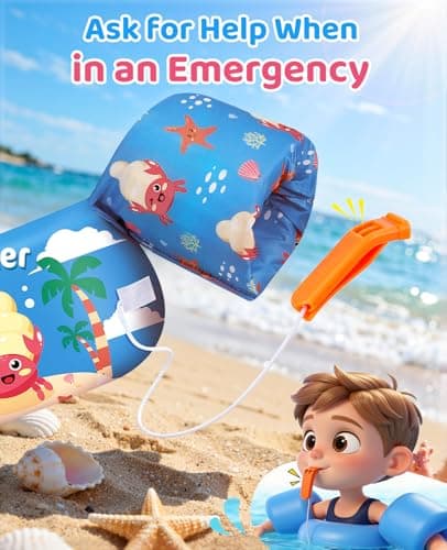 HeySplash Swim Vest for Kids, Toddler Pool Floaties Fit 22-55 Lbs, Children Swimming Vest with Adjustable Strap, Swim Jacket Water Wings Arm, Puddle Sea Beach Boat Jumper Age 2-5, Blue Hermit Crab - Thumbnail 6