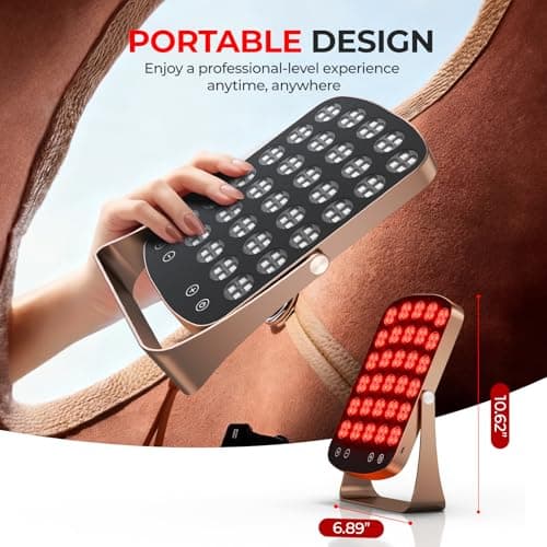 Red Light Therapy Panel, 460/590/660/850nm 4-Color Light Mode, 120 LEDs Facial Infrared Light Therapy Devices with Lighted Makeup Mirror, Timer, Portable Red Light Therapy for Face, Body, Pain Relief - Thumbnail 4