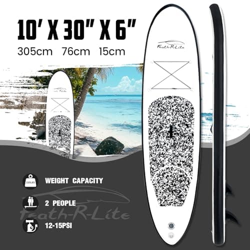 FEATH-R-LITE Inflatable Stand Up Paddle Board 10'x30''x6'' Ultra-Light (16.7lbs) SUP with Paddleboard Accessories,Three Fins,Adjustable Paddle, Pump,Backpack, Leash - Thumbnail 2
