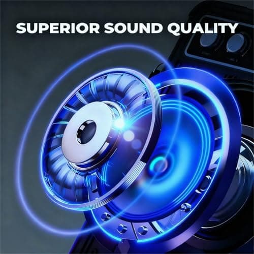 VOSOCO Karaoke Machine with 2 Wireless Microphones, Portable Bluetooth Speaker for Adults Kids, PA Systems Support TWS Echo Adjust TF USB AUX for Home Party Outdoor Travel - Thumbnail 2