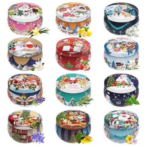 Christmas Candles Gifts for Women, Primevolve Scented Candles Set for 12 Bulk Home Aromatherapy, Strongly Fragrance Long Lasting Portable Travel Tin for Spa Bath Yoga - Image 1