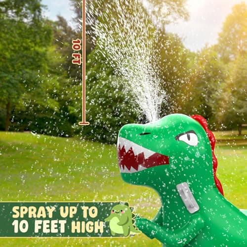 Inflatable Dinosaur Swimming Pool Float for Kids with Sprinkler for Yards, 2-in-1 Summer Water Toys 72" Large Pool Raft Outdoor Party Toys for Adults Kids - Thumbnail 3