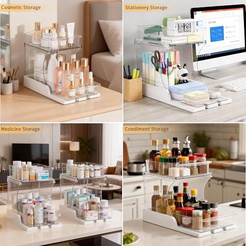 Attelite Makeup Organizer 2-Tier Makeup Storage Cosmetics Organizer with 180° Rotating Design Sturdy durable Versatile Perfume Vanity Organizer for Countertops, Bathrooms, Office Supplies,and Dressers - Thumbnail 3